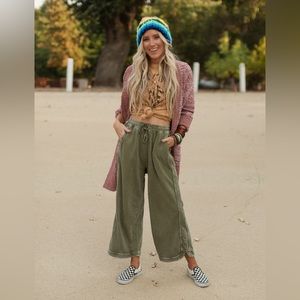 So Comfy Wide Leg Pant - Olive NWT